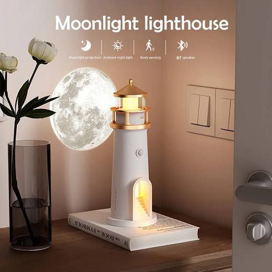 Moon Lamp Projector Night Light, Lighthouse Decor Night Light,