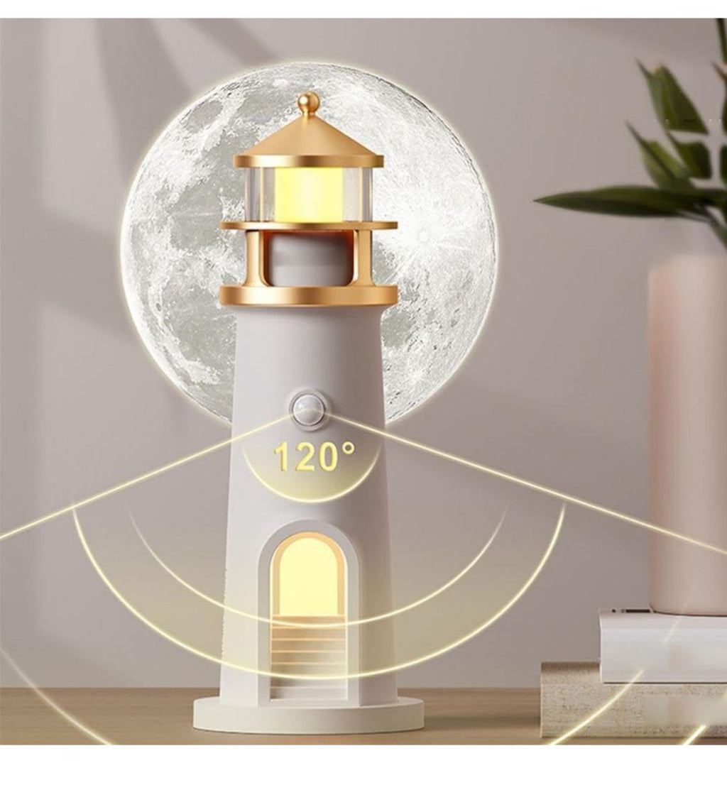 Moon Lamp Projector Night Light, Lighthouse Decor Night Light,